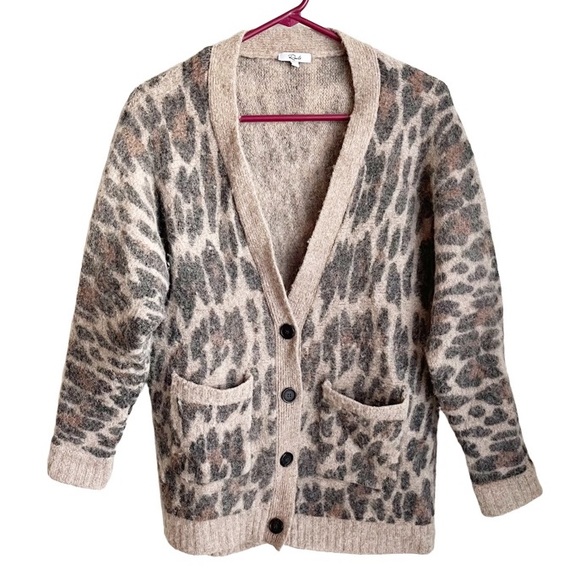 Rails Sweaters - RAILS Oslo Cardigan Sweater in Spotted Leopard M Wool Alpaca Blend $268